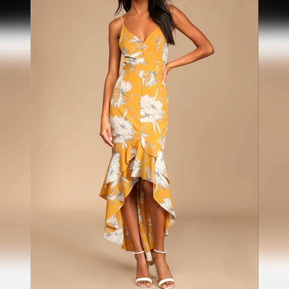 Lulu's Yellow High-Low Ruffled Sundress Sz.L NWT